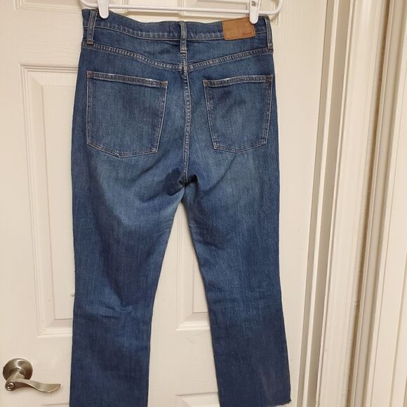 Madewell 10” High Riser Demi Boot Distressed Raw Hem Jeans Size 30 - Picture 3 of 10